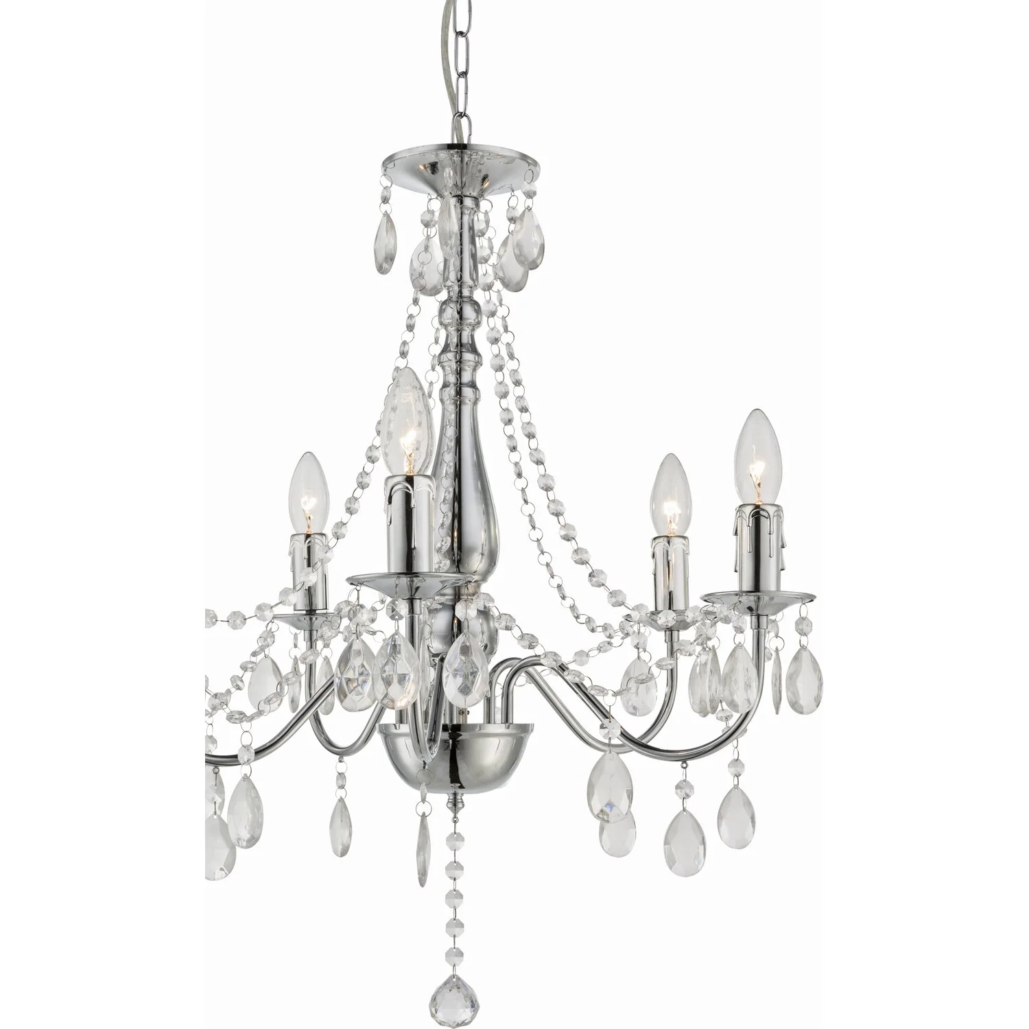 Globo Deckenleuchte William 5-flammig Chrom Ø 51 Cm / Höhe 143 Cm 3 Globo Deckenleuchte William 5-flammig Chrom Ø 51 Cm / Höhe 143 Cm – Bild 3