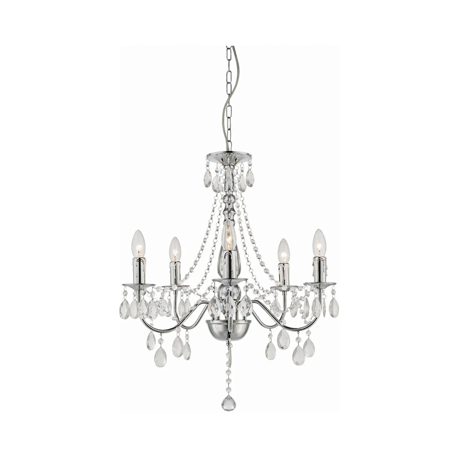 Globo Deckenleuchte William 5-flammig Chrom Ø 51 Cm / Höhe 143 Cm 1 Globo Deckenleuchte William 5-flammig Chrom Ø 51 Cm / Höhe 143 Cm