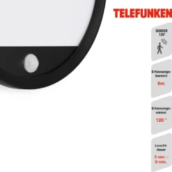 Telefunken LED-Aussenleuchte Nizza Mit Sensor Schwarz 15 W -Lampen & Leuchten affär 127837 4