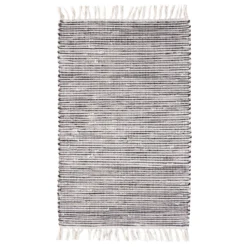 Teppichläufer Mit Fransen Kentucky Schwarz-Weiss Ca. 60 X 120 Cm