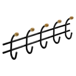 Hettich Garderobenleiste Mit Buchen-Kugeln Schwarz 5 Haken