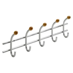 Hettich Garderobenleiste Mit Buchen-Kugeln Vernickelt 5 Haken