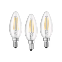 Osram LED-Leuchtmittel Base Kerzenform Filament E14 Warmweiss 40 W / 470 Lm 3er-