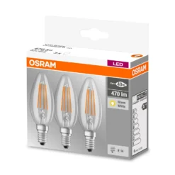 Osram LED-Leuchtmittel Base Kerzenform Filament E14 Warmweiss 40 W / 470 Lm 3er- -Lampen & Leuchten affär 142346 2