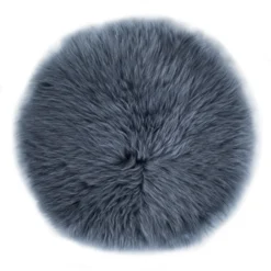 Fellteppich Echtfell Davos Rund Grau 100 Cm