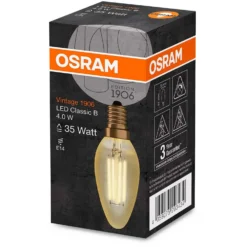 Osram LED-Leuchtmittel 1906 Kerzenform Filament E14 Gold Warmweiss 35 W / 420 Lm -Lampen & Leuchten affär 215980 3