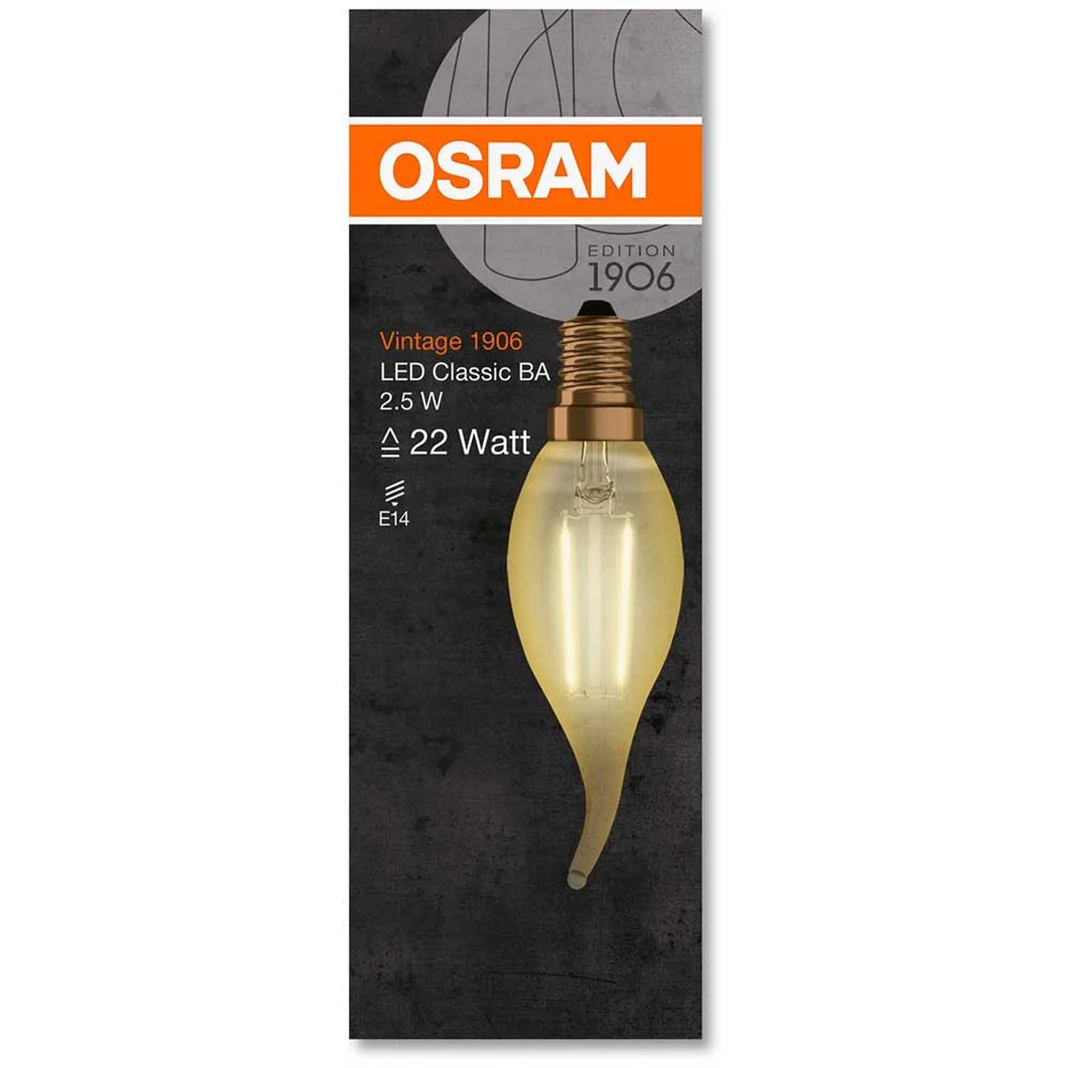 Osram LED-Leuchtmittel 1906 Kerzenform Filament E14 Gold Warmweiss 22 W / 220 Lm 4 Osram LED-Leuchtmittel 1906 Kerzenform Filament E14 Gold Warmweiss 22 W / 220 Lm – Bild 4
