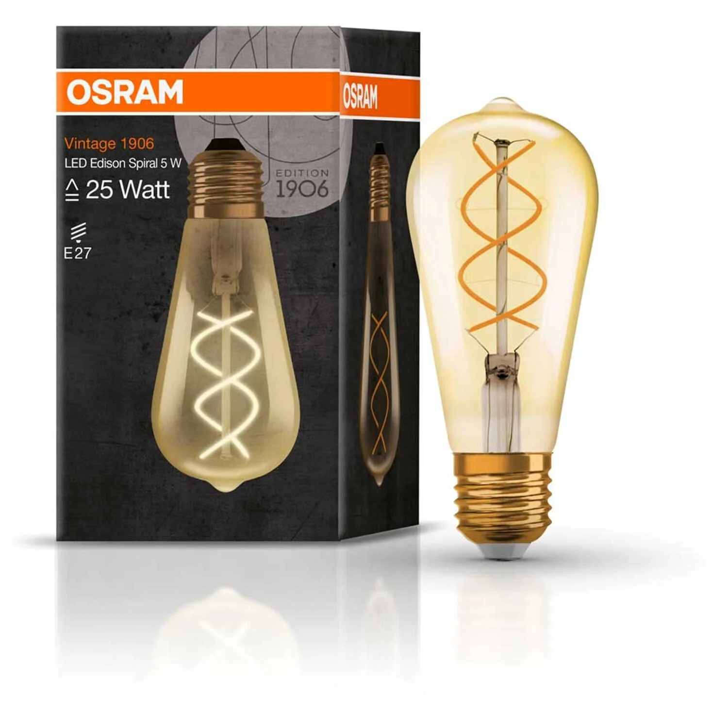 Osram LED-Leuchtmittel 1906 Edisonform Filament E27 Gold Warmweiss 28 W / 250 Lm 5 Osram LED-Leuchtmittel 1906 Edisonform Filament E27 Gold Warmweiss 28 W / 250 Lm – Bild 5