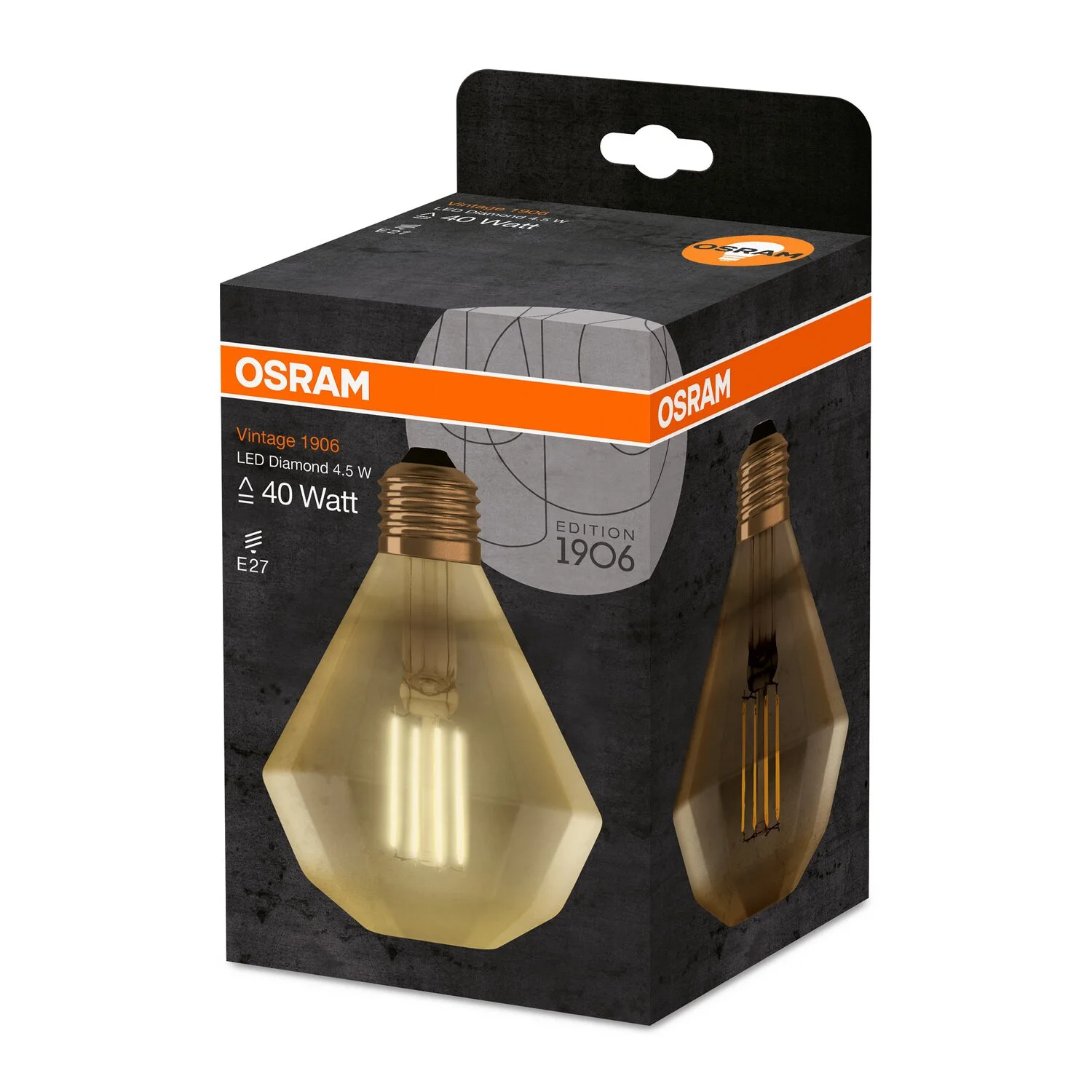 Osram LED-Leuchtmittel 1906 Diamond Filament E27 Gold Warmweiss 40 W / 420 Lm 3 Osram LED-Leuchtmittel 1906 Diamond Filament E27 Gold Warmweiss 40 W / 420 Lm – Bild 3
