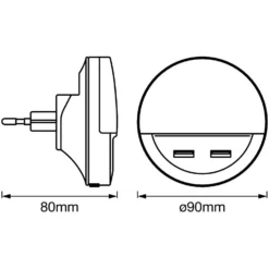 Ledvance LED-Steckdosenlicht Nachtlicht Lunetta USB Warmweiss Handyablage Tag-Na -Lampen & Leuchten affär 216005 14
