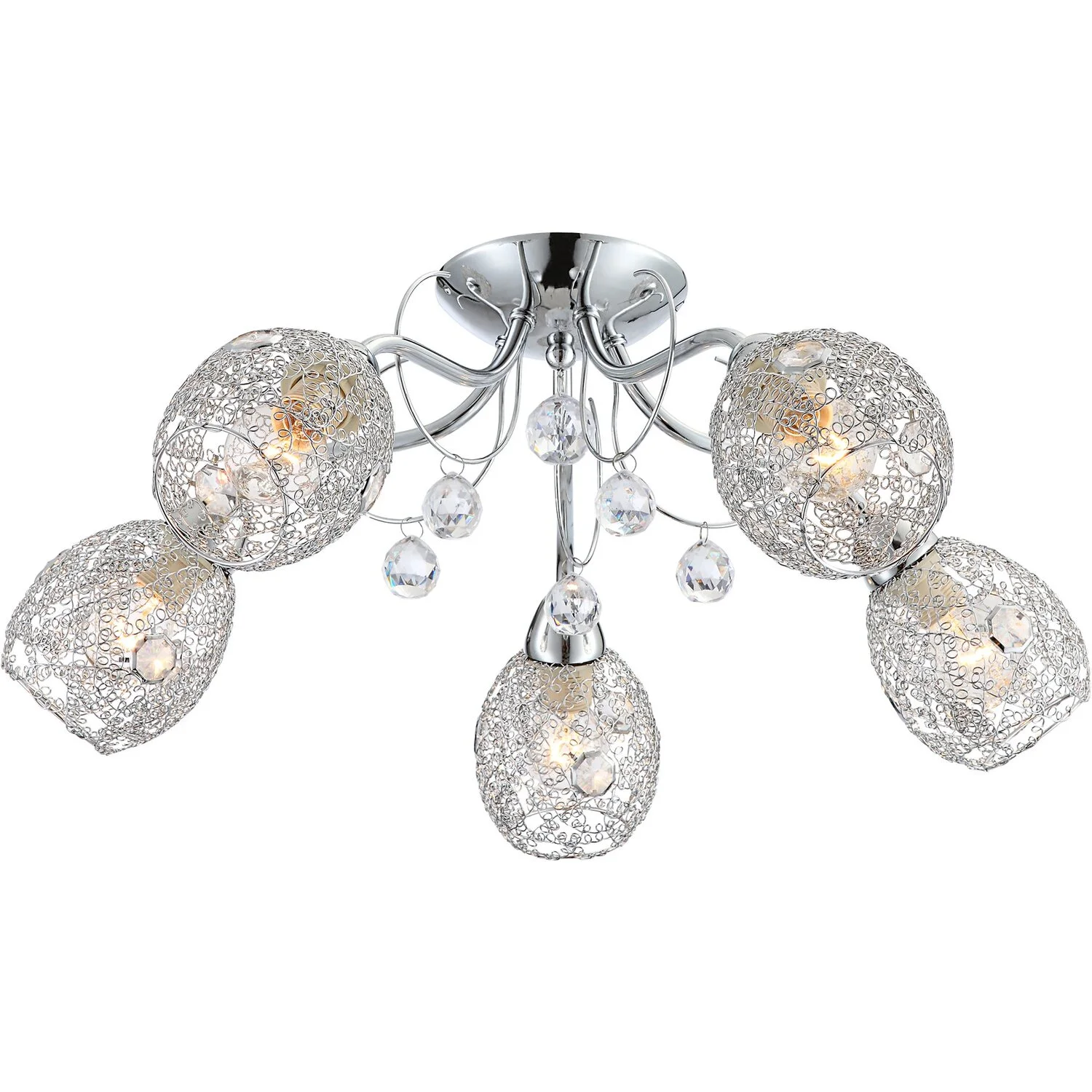 Globo Deckenleuchte Kordula Chrom Ø 54 Cm / Höhe 22 Cm 2 Globo Deckenleuchte Kordula Chrom Ø 54 Cm / Höhe 22 Cm – Bild 2