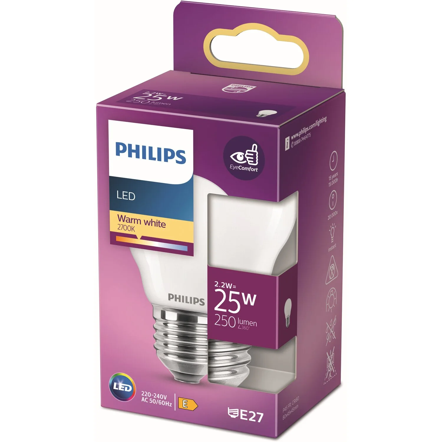 Philips LED-Leuchtmittel Tropfenform E27 Matt 2,2 W / 250 Lm 5 Philips LED-Leuchtmittel Tropfenform E27 Matt 2,2 W / 250 Lm – Bild 5