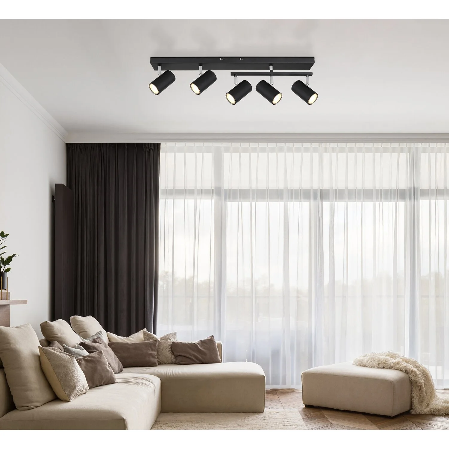 Globo Strahler Metall Schwarz Matt 5 X GU10 2 Globo Strahler Metall Schwarz Matt 5 X GU10 – Bild 2