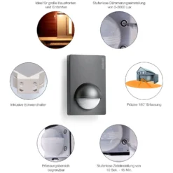 STEINEL Infrarot-Bewegungsmelder IS 180-2 Erfassungswinkel 180° Anthrazit -Lampen & Leuchten affär 280138 3