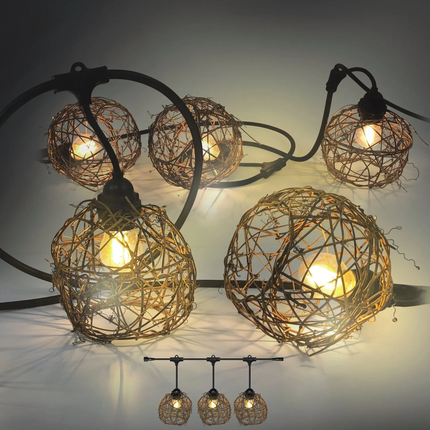 Easy Connect Dekorative Lichterkette Rattanbälle 1 Easy Connect Dekorative Lichterkette Rattanbälle