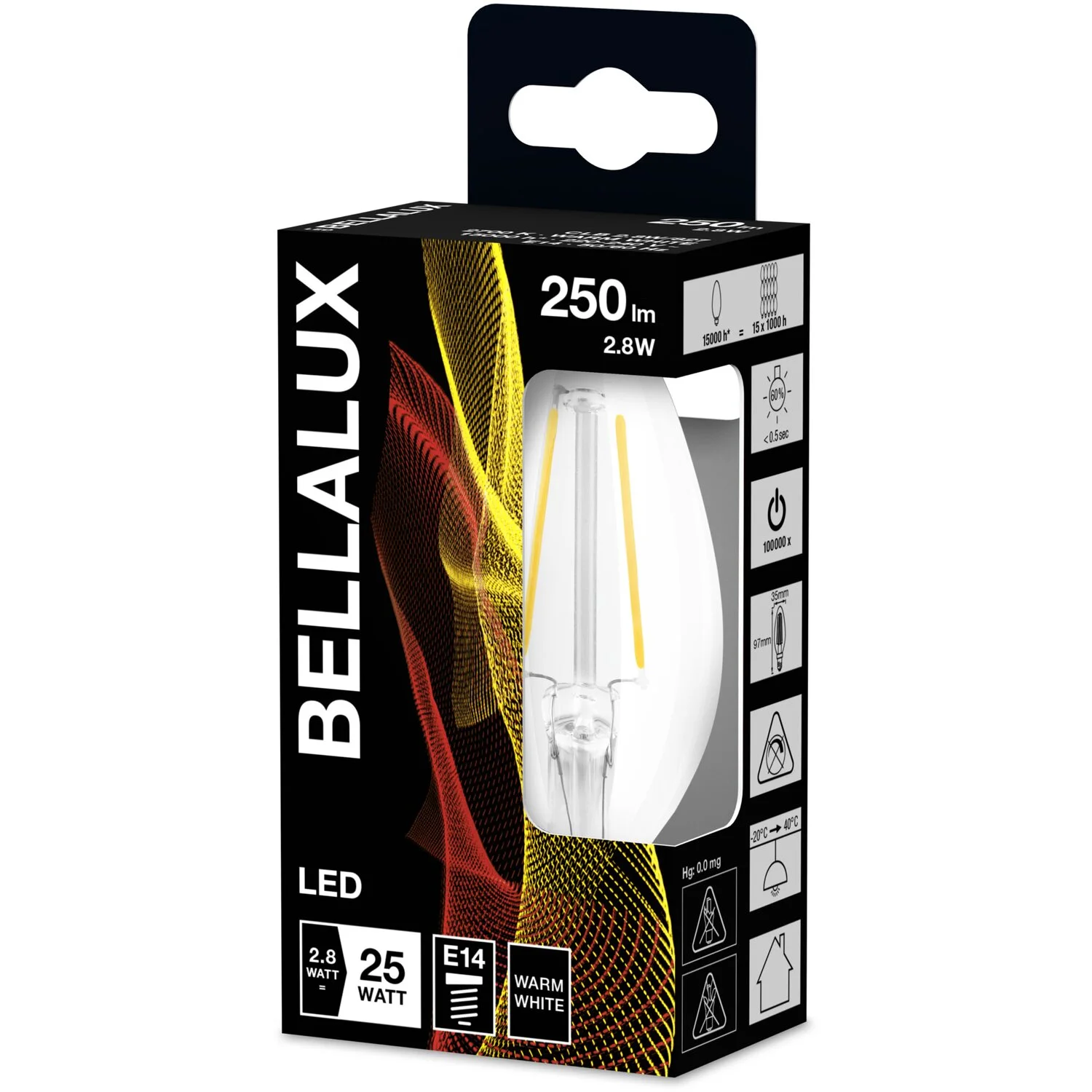 Bellalux LED-Leuchtmittel Kerzenform Filament E14 Warmweiss 25 W / 250 Lm 5 Bellalux LED-Leuchtmittel Kerzenform Filament E14 Warmweiss 25 W / 250 Lm – Bild 5