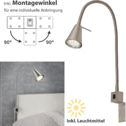 Brilo LED-Bettleuchte Matt-NickelGU10 / 4 W -Lampen & Leuchten affär 392013 5
