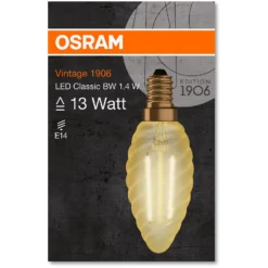Osram LED-Leuchtmittel 1906 Kerzenform Filament E14 Gold Warmweiss 12 W / 120 Lm -Lampen & Leuchten affär 398552 2