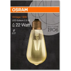 Osram LED-Leuchtmittel 1906 Edisonform Filament E27 Gold Warmweiss 22 W / 200 Lm -Lampen & Leuchten affär 398568 2