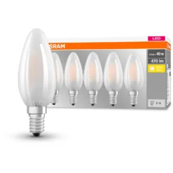 Osram LED-Leuchtmittel Base Kerzenform Filament Matt E14 Warmweiss 40W 470lm 5er -Lampen & Leuchten affär 482376 2