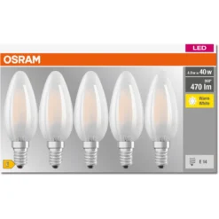 Osram LED-Leuchtmittel Base Kerzenform Filament Matt E14 Warmweiss 40W 470lm 5er -Lampen & Leuchten affär 482376 3