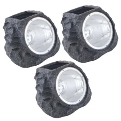 Eglo LED-Solarleuchte Stein Grau 3er-Set