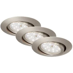 Briloner LED-Einbauleuchten Matt Nickel 3er-Set
