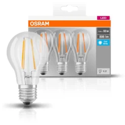 Osram LED-Leuchtmittel Base Glühlampenform Filament E27 Kaltweiss 60W 806lm 3er- 10 Osram LED-Leuchtmittel Base Glühlampenform Filament E27 Kaltweiss 60W 806lm 3er- -Lampen & Leuchten affär 527402 4