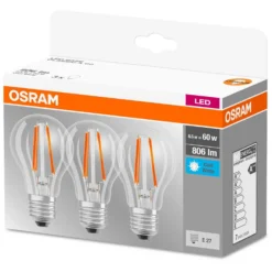 Osram LED-Leuchtmittel Base Glühlampenform Filament E27 Kaltweiss 60W 806lm 3er- 11 Osram LED-Leuchtmittel Base Glühlampenform Filament E27 Kaltweiss 60W 806lm 3er- -Lampen & Leuchten affär 527402 5