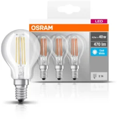 Osram LED-Leuchtmittel Base Tropfenform Filament E14 Kaltweiss 40W 470lm 3er-Pac -Lampen & Leuchten affär 527404 4