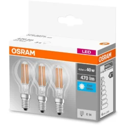 Osram LED-Leuchtmittel Base Tropfenform Filament E14 Kaltweiss 40W 470lm 3er-Pac -Lampen & Leuchten affär 527404 5