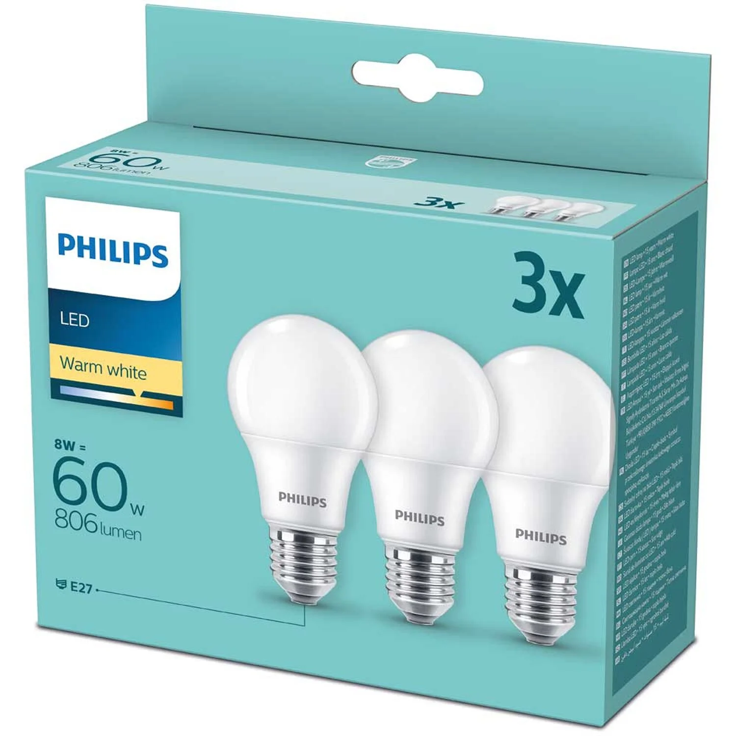 Philips LED-Leuchtmittel Glühlampenform Matt E27 / A60 / 60 W / 3 Stk. 3 Philips LED-Leuchtmittel Glühlampenform Matt E27 / A60 / 60 W / 3 Stk. – Bild 3