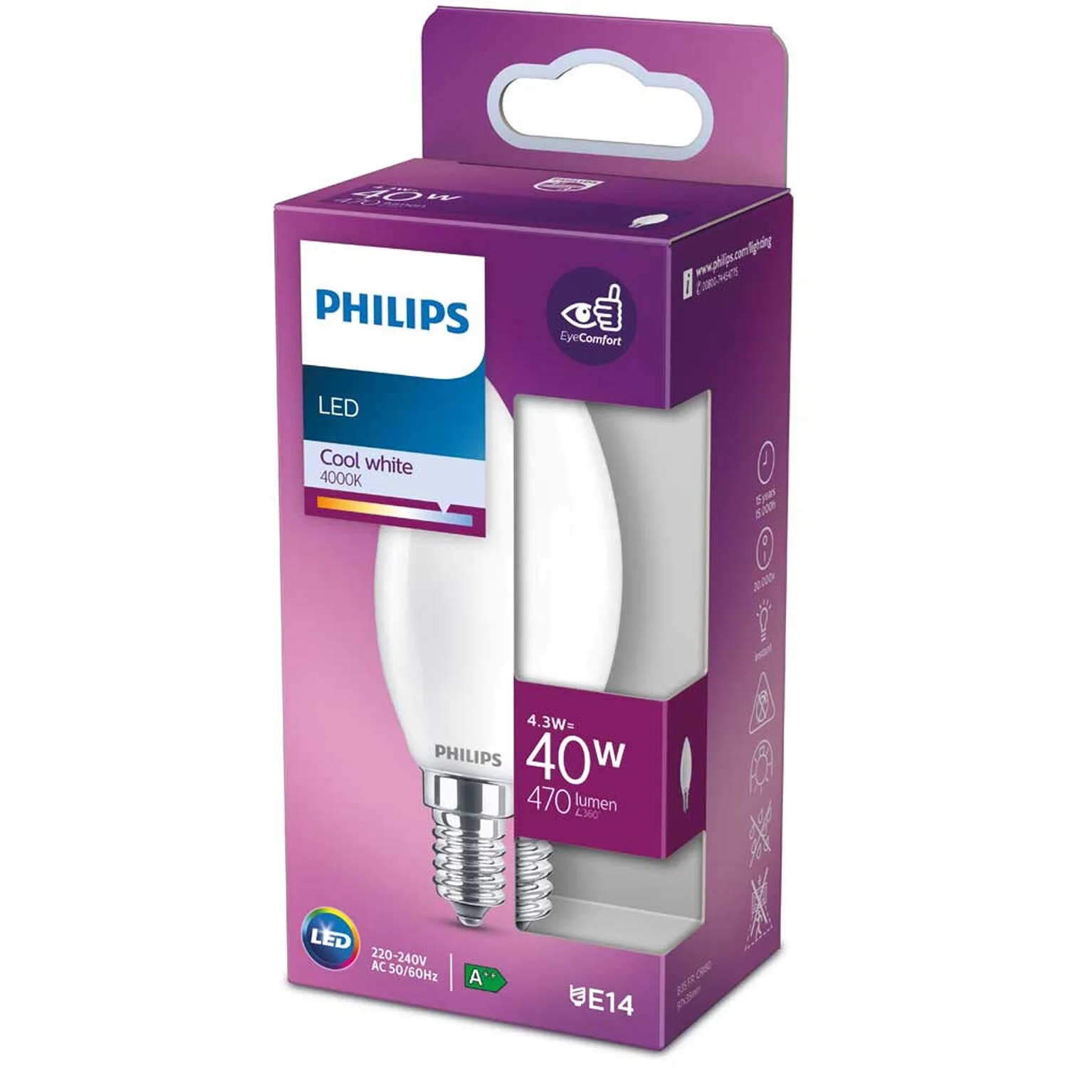 Philips LED-Leuchtmittel Kerze Matt E14 / B35 / 40 W 4 Philips LED-Leuchtmittel Kerze Matt E14 / B35 / 40 W – Bild 4