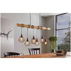 Eglo Hängeleuchte Townshend 5 Schwarz-Braun 6 X E27 -Lampen & Leuchten affär 529390 2