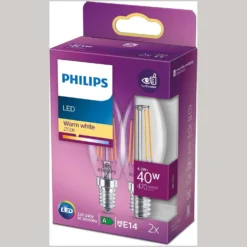 Philips LED-Leuchtmittel Kerzenform E14 Klar 4,3 W / 470 Lm / 2er-Set -Lampen & Leuchten affär 529869 2