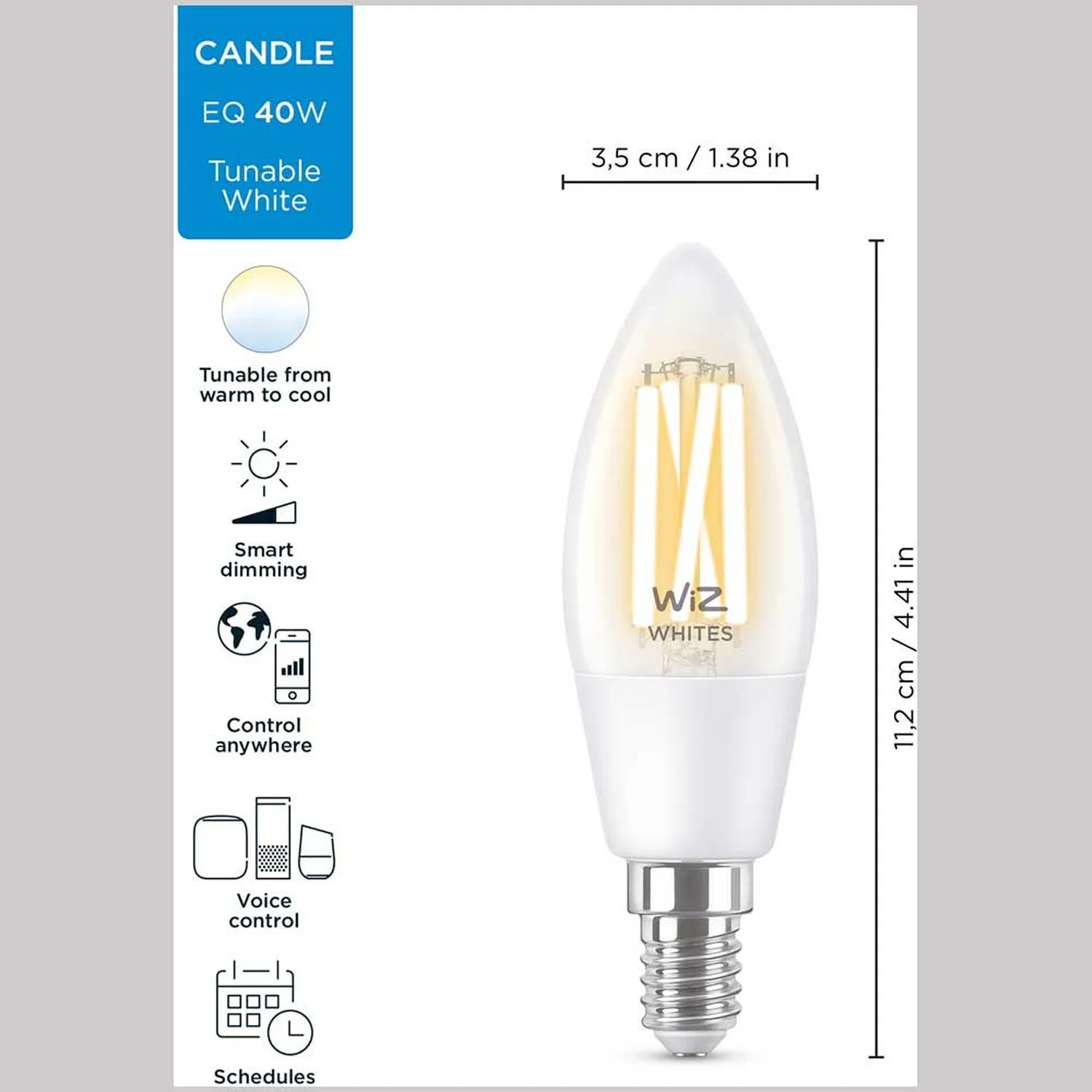 WiZ LED-Leuchtmittel Kerzenform E14 WiFi Bluetooth Klar 4,9 W / 470 Lm 12 WiZ LED-Leuchtmittel Kerzenform E14 WiFi Bluetooth Klar 4,9 W / 470 Lm – Bild 12