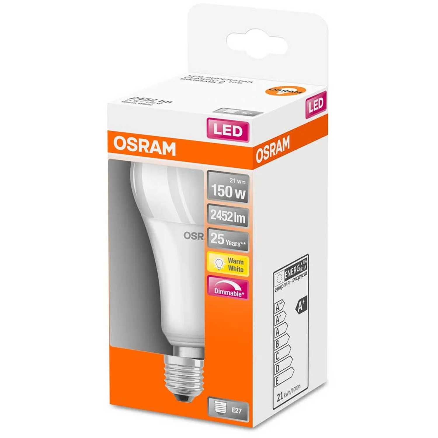 Osram LED-Leuchtmittel Glühlampenform E27 Warmweiss 21W 2452lm Dimmbar 3 Osram LED-Leuchtmittel Glühlampenform E27 Warmweiss 21W 2452lm Dimmbar – Bild 3