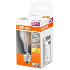 Osram LED-Leuchtmittel Glühlampenform Filament Matt E27 Warmweiss 60W 806lm -Lampen & Leuchten affär 530902 2