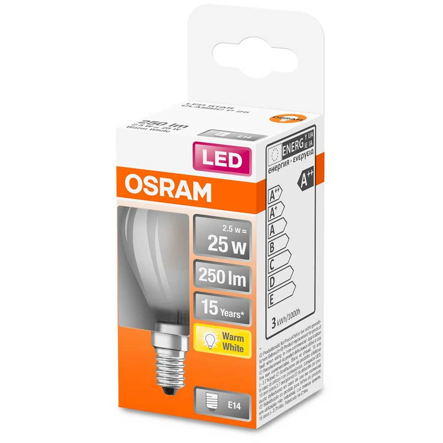 Osram LED-Leuchtmittel Tropfenform Filament Matt E14 Warmweiss 25W 250lm 3 Osram LED-Leuchtmittel Tropfenform Filament Matt E14 Warmweiss 25W 250lm – Bild 3
