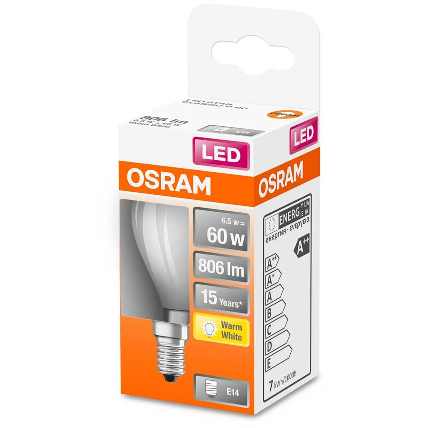 Osram LED-Leuchtmittel Tropfenform Filament Matt E14 Warmweiss 60W 806lm 4 Osram LED-Leuchtmittel Tropfenform Filament Matt E14 Warmweiss 60W 806lm – Bild 4