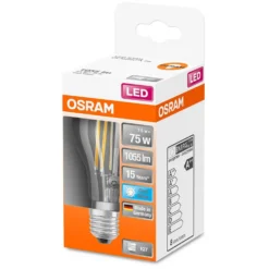 Osram LED-Leuchtmittel Glühlampenform Filament E27 Kaltweiss 75W 1055lm -Lampen & Leuchten affär 530956 2