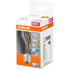 Osram LED-Leuchtmittel Glühlampenform Filament E27 Kaltweiss 40W 470lm -Lampen & Leuchten affär 530959 2