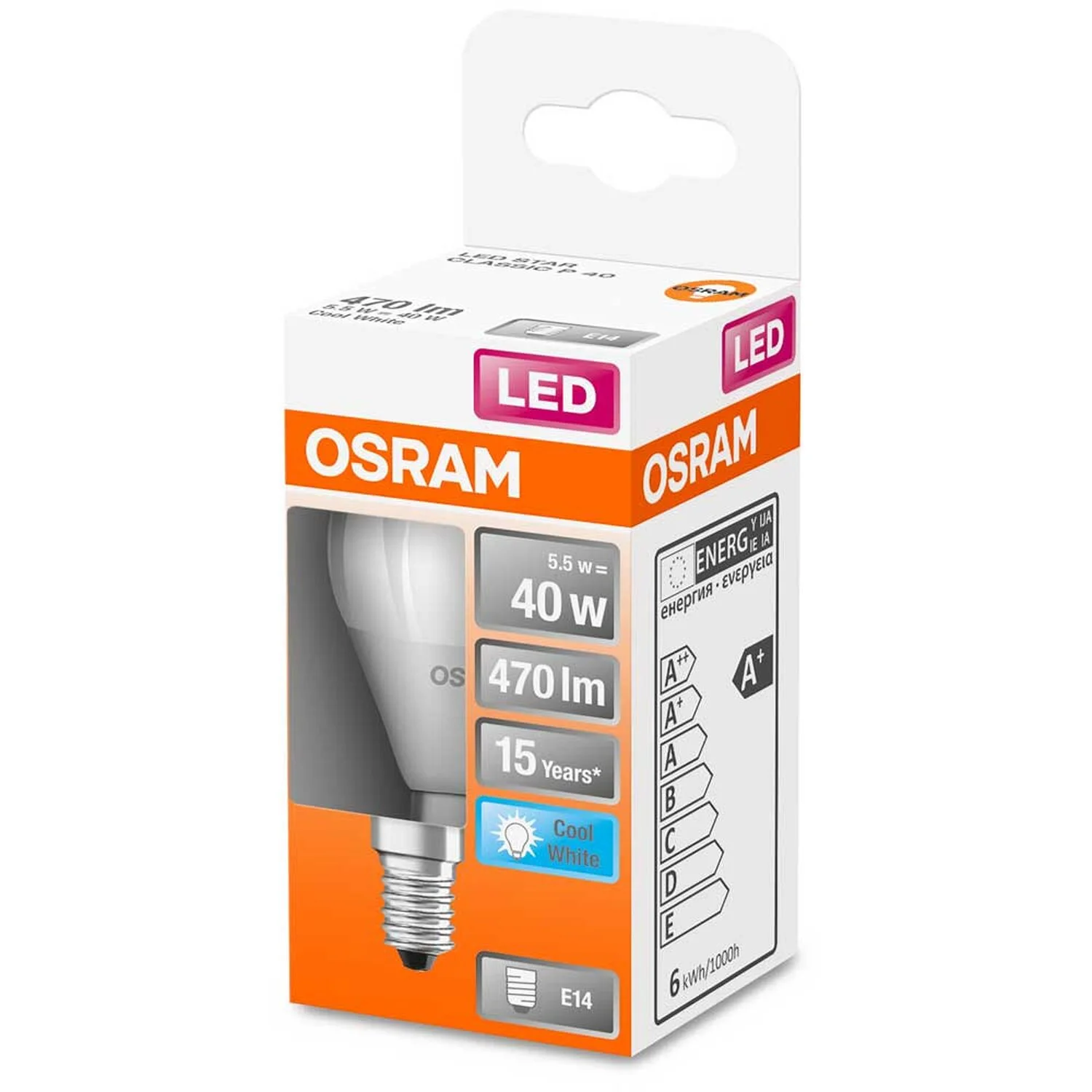 Osram LED-Leuchtmittel Tropfenform E14 Kaltweiss 40W 470lm 3 Osram LED-Leuchtmittel Tropfenform E14 Kaltweiss 40W 470lm – Bild 3