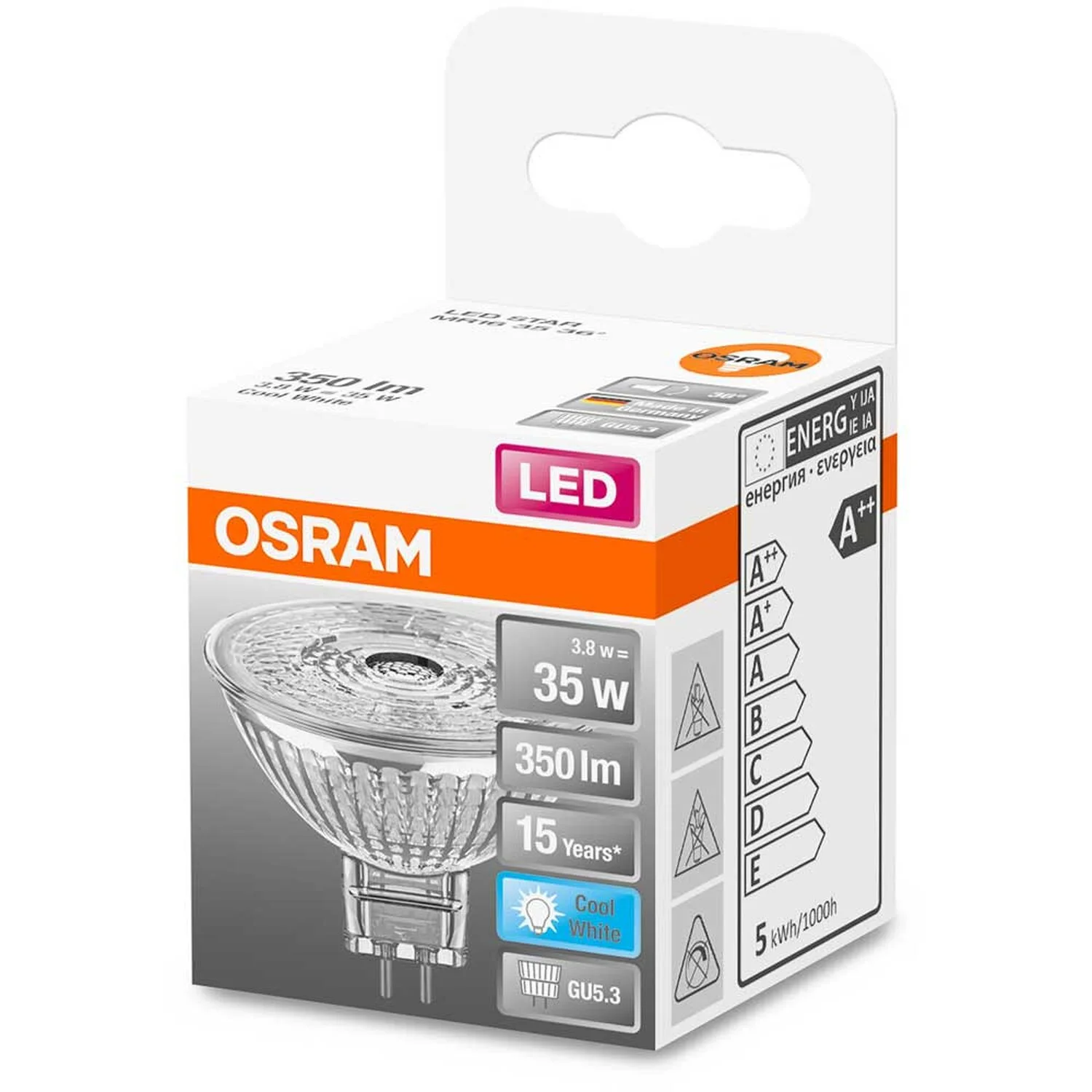Osram LED-Leuchtmittel Reflektor MR16 GU5,3 Kaltweiss 35W 350lm 3 Osram LED-Leuchtmittel Reflektor MR16 GU5,3 Kaltweiss 35W 350lm – Bild 3