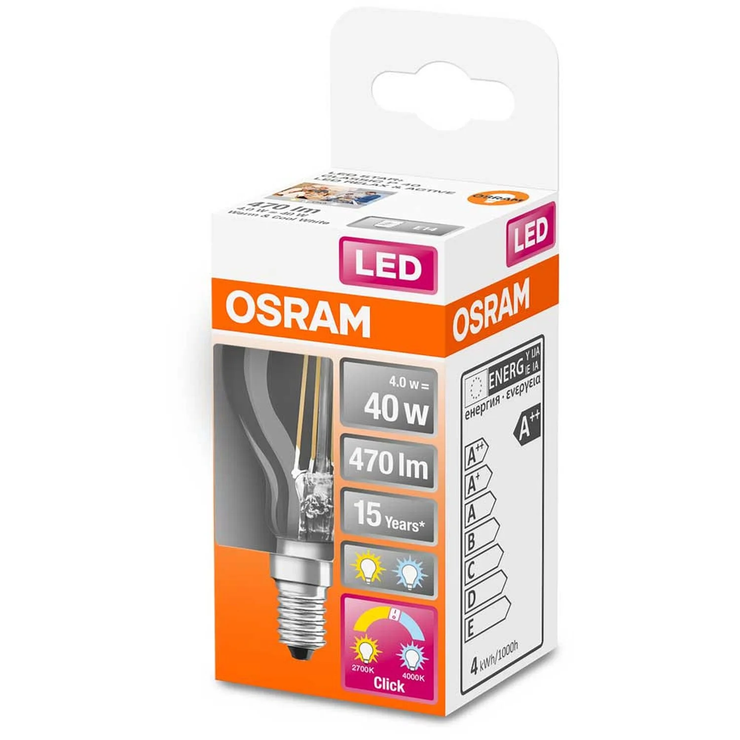 Osram LED-Leuchtmittel Tropfenform Active/Relax Filament E14 Kalt- Und Warmweiss 3 Osram LED-Leuchtmittel Tropfenform Active/Relax Filament E14 Kalt- Und Warmweiss – Bild 3
