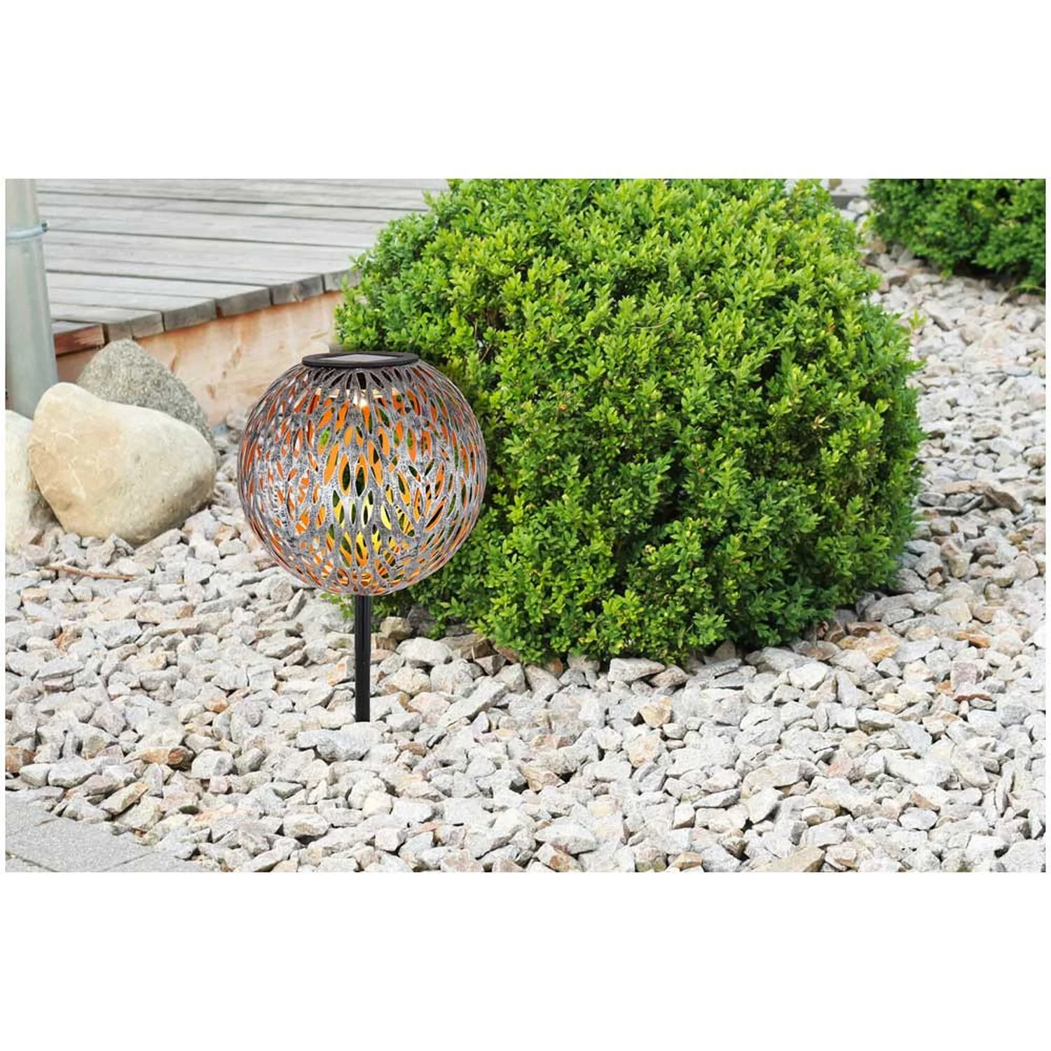 Globo LED-Solarleuchte Kugel Rustikal Mit Dekorstanzungen Ø 18 Cm 4 Globo LED-Solarleuchte Kugel Rustikal Mit Dekorstanzungen Ø 18 Cm – Bild 4