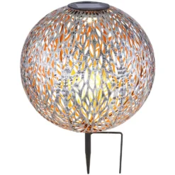 Globo LED-Solarleuchte Kugel Rustikal Mit Dekorstanzungen Ø 27 Cm
