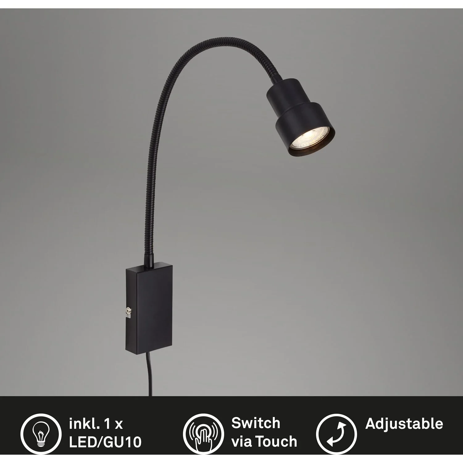 Briloner Steckerleuchte Tusi 1 X GU10 Schwarz 5 W 3 Briloner Steckerleuchte Tusi 1 X GU10 Schwarz 5 W – Bild 3