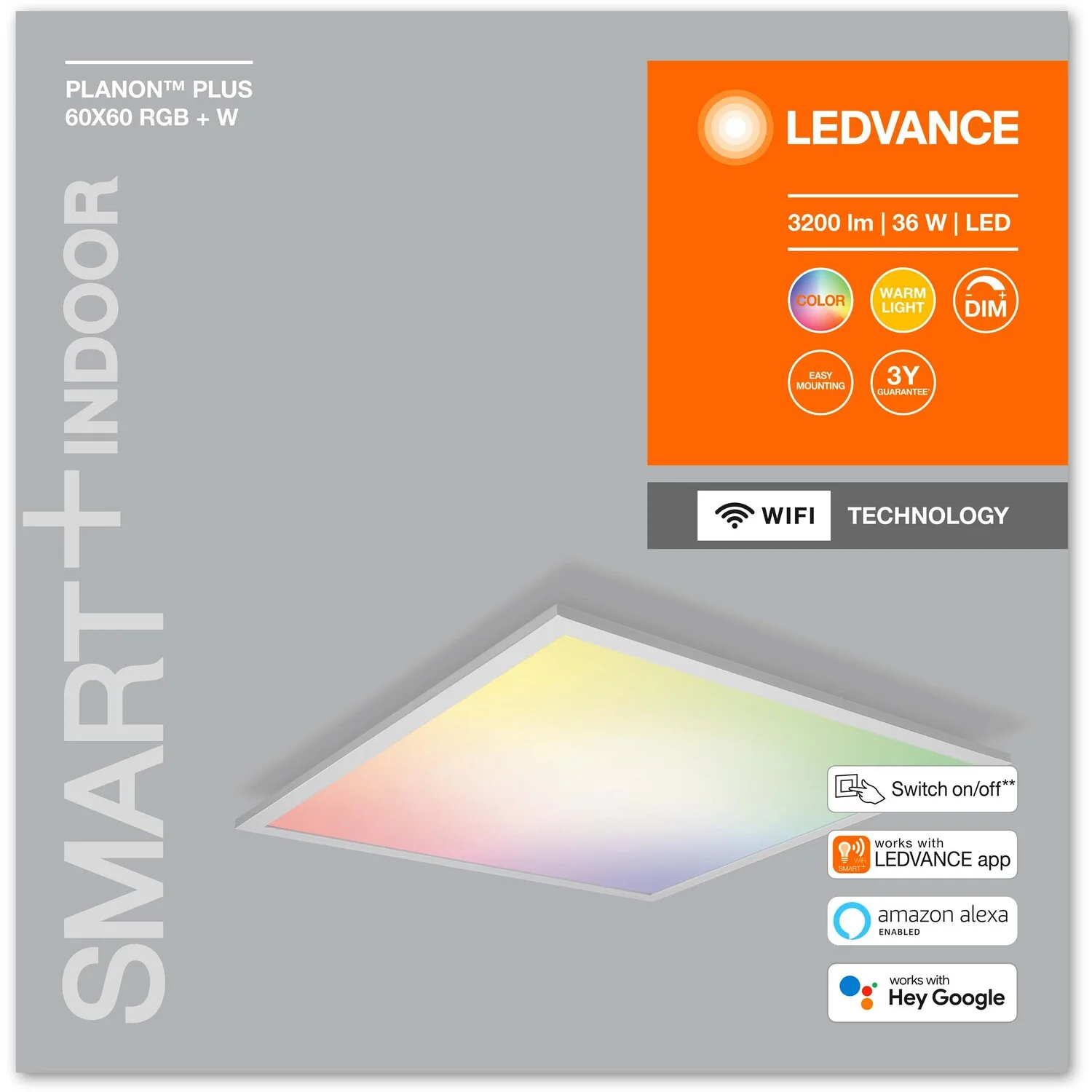 Ledvance Smart+ Wifi LED-Deckenleuchte Planon Plus RGBW 36W 3000lm Dimmbar 60x60 6 Ledvance Smart+ Wifi LED-Deckenleuchte Planon Plus RGBW 36W 3000lm Dimmbar 60x60 – Bild 6