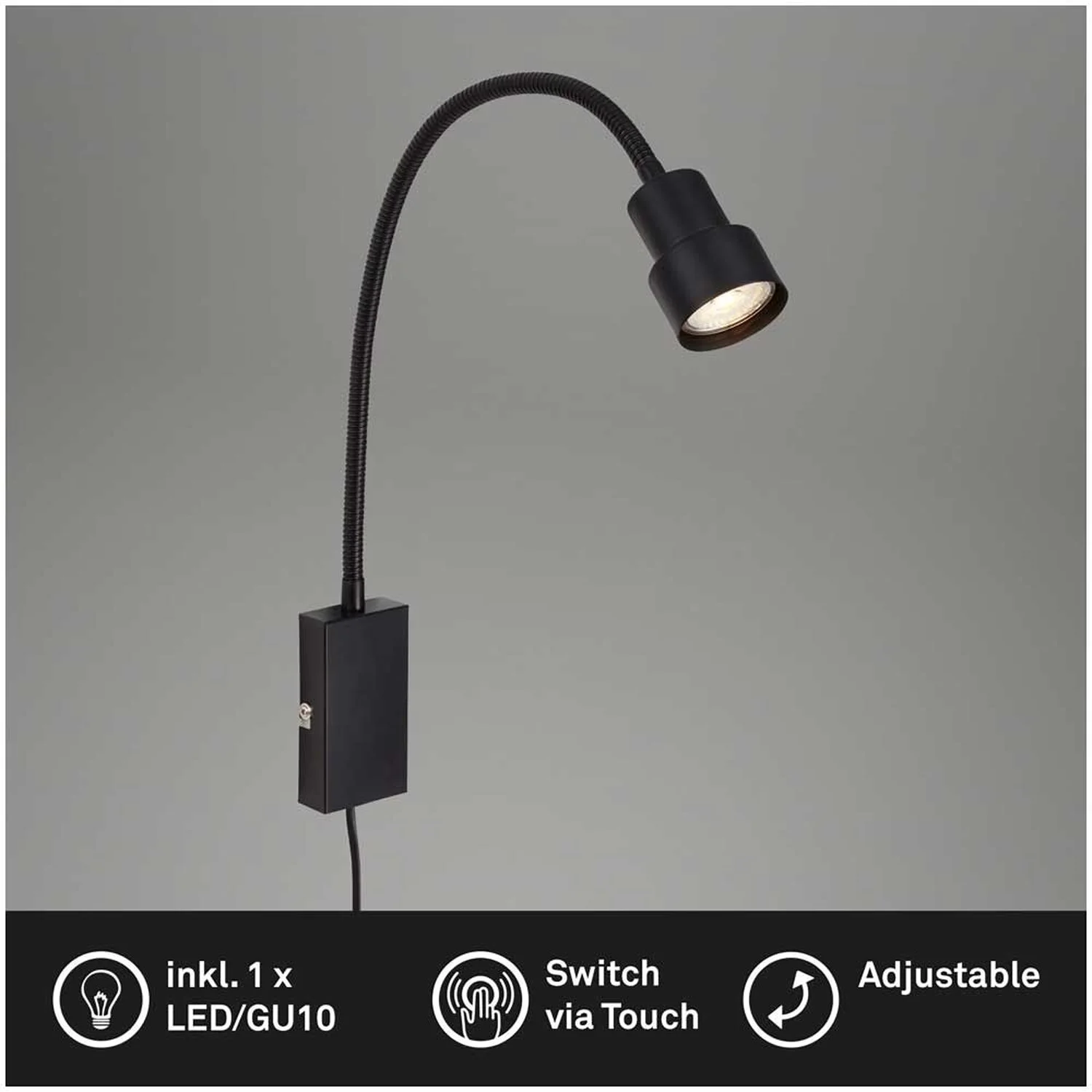Briloner Steckerleuchte Tusi 1 X GU10 Schwarz 5 W 2 Briloner Steckerleuchte Tusi 1 X GU10 Schwarz 5 W – Bild 2